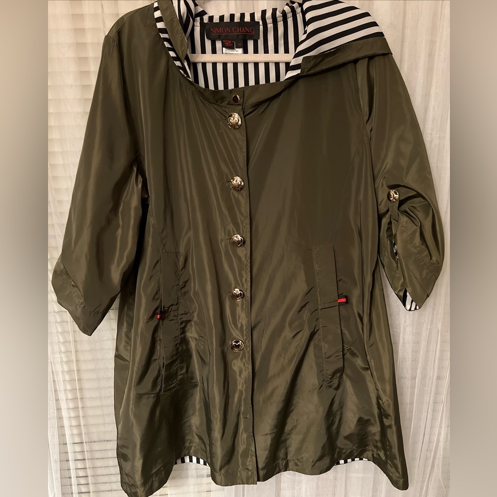Simon Chang  Women Coat  Reversible Green Sz 14 D1